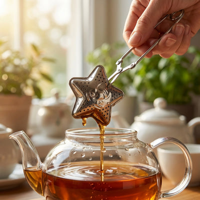 Infuseur the qui egoutte dessus theiere en verre