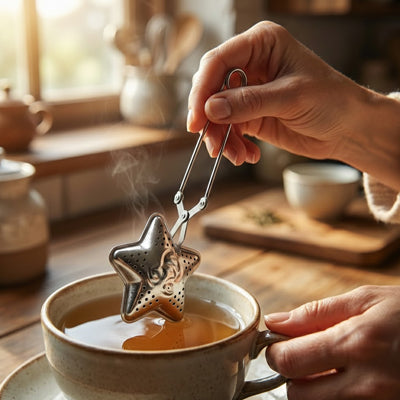 Infuseur the qui egoutte dessus un verre