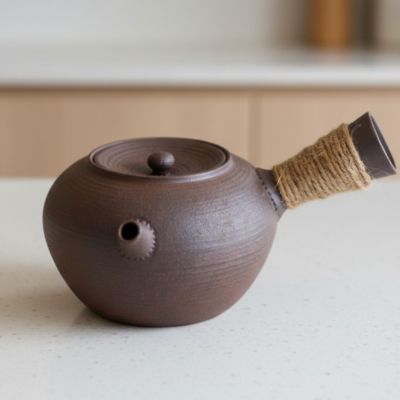 Théière céramique sur un comptoir 