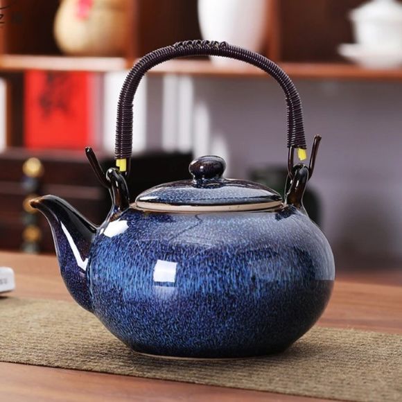 Théière porcelaine bleu