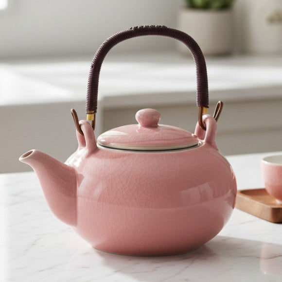 Théière porcelaine rosé