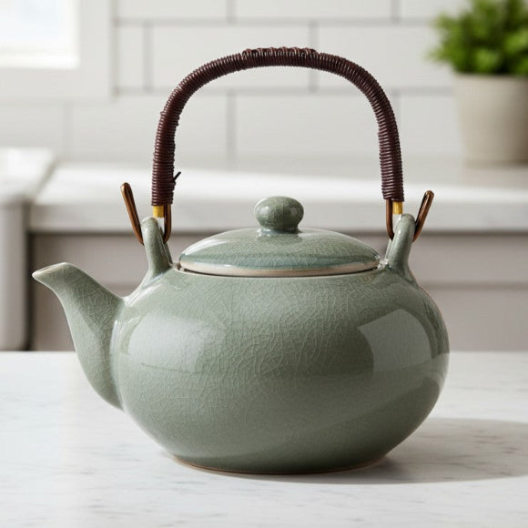 théière porcelaine verte
